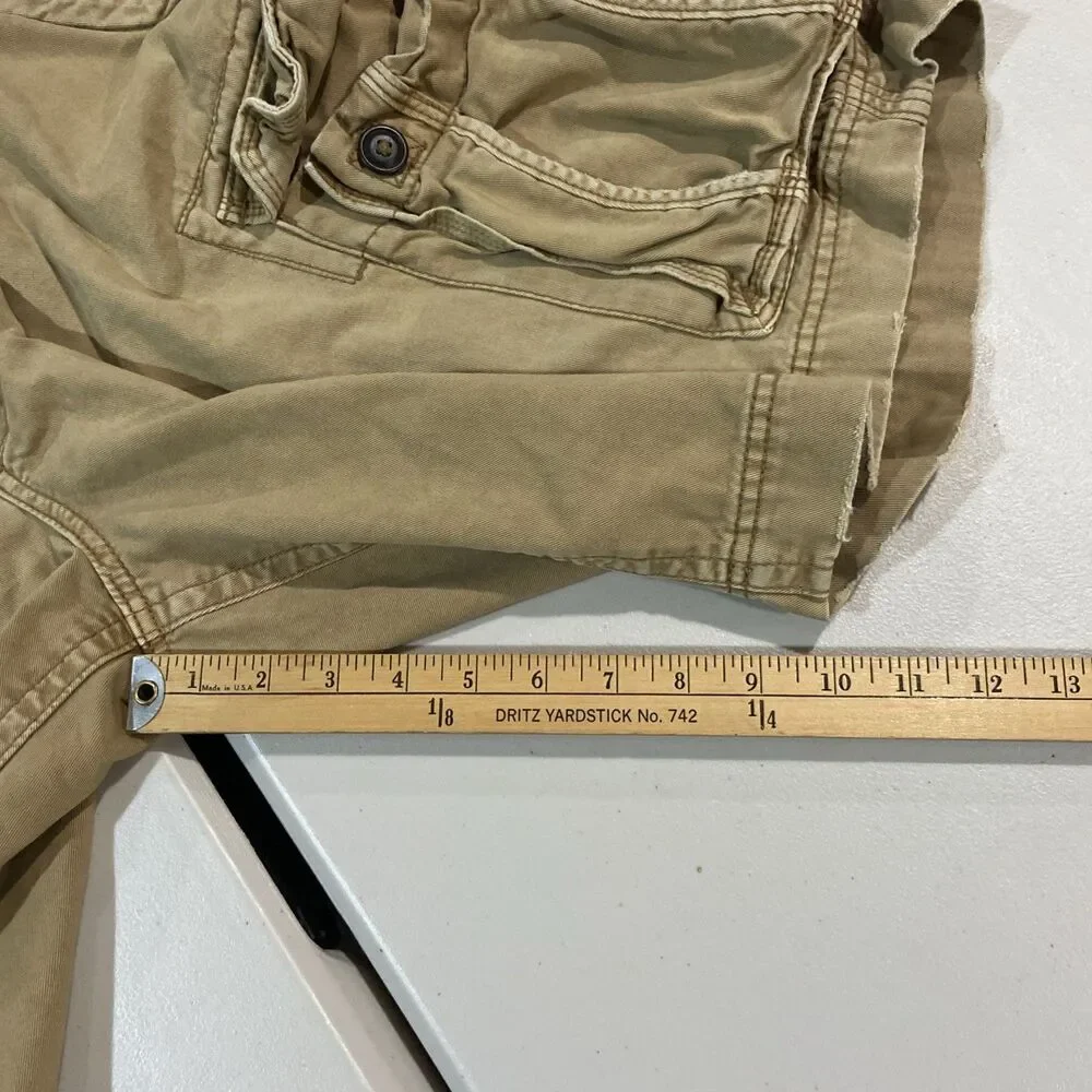American Eagle Outfitter Men Classic Length Stone Gray Khaki Cargo Shorts Sz 38